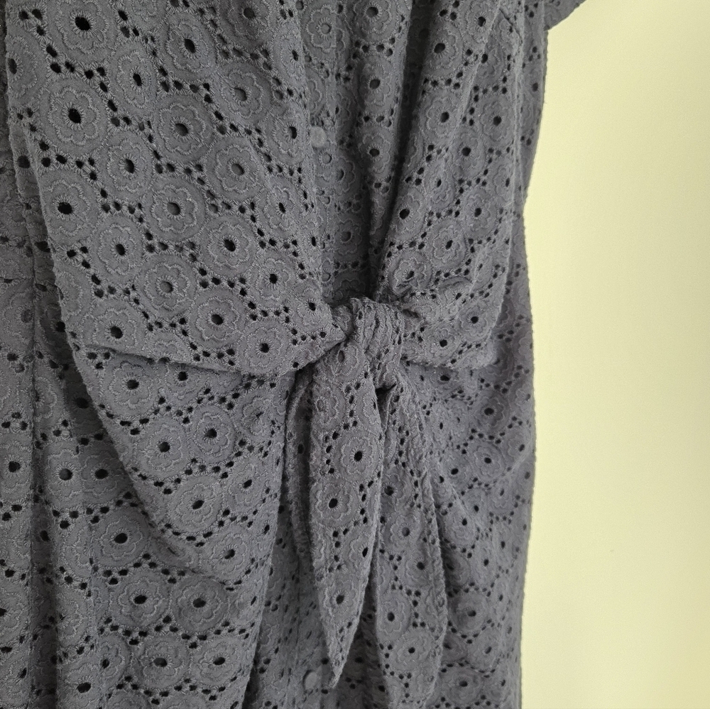 Talbots Blue Short Sleeve Eyelet Tie-Front Dress Size 6 NWT - Picture 7 of 12